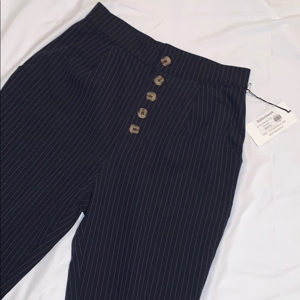 Navy Striped Pants, Buttonfly